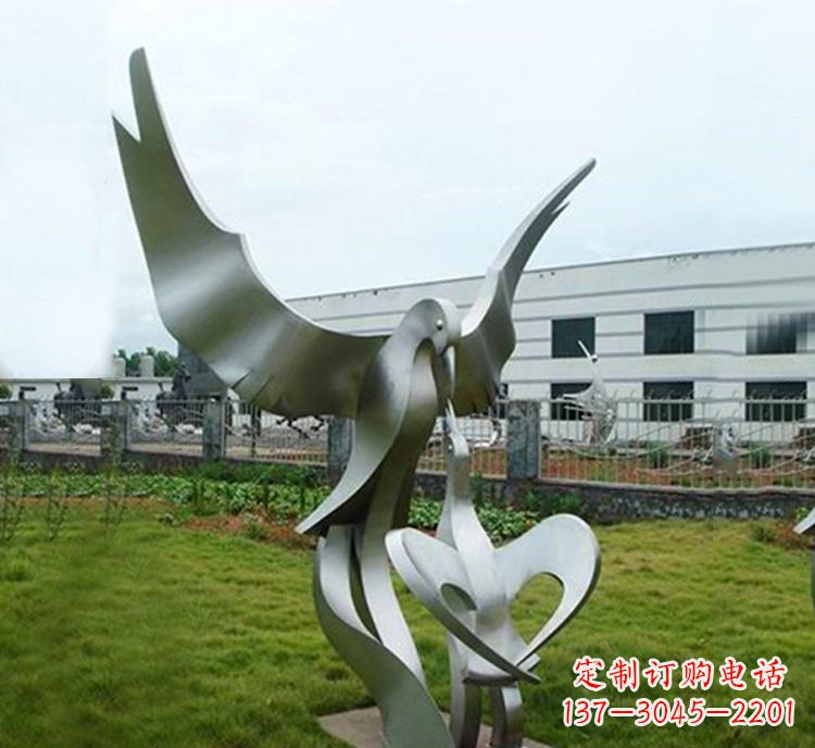 烟台“喂食”不锈钢动物鸟类景观雕塑,公园校园中国文化传承雕塑