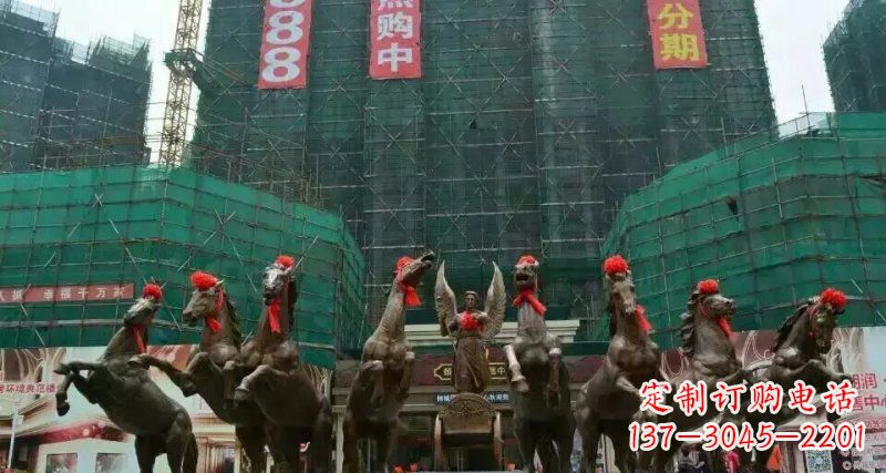 烟台阿波罗八匹马踏浪而来景观马群铜雕