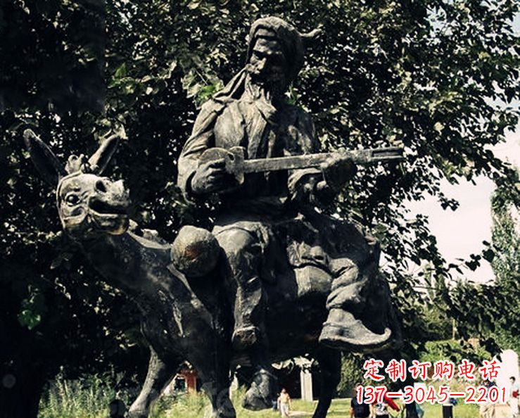 烟台阿凡提和小毛驴公园景观铜雕