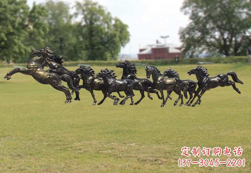 烟台八骏图八匹马群铜雕