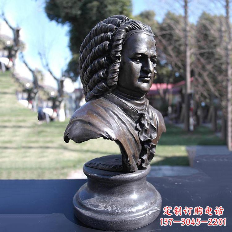 烟台巴赫头像铜雕德古巴洛克时期作曲家胸像雕刻