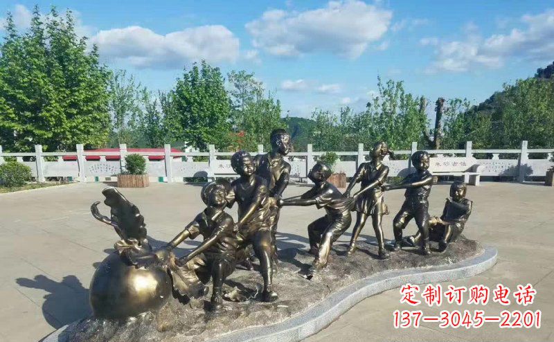 烟台拔萝卜人物铜雕 (2)