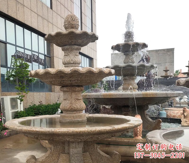 烟台白麻天然石欧式喷泉雕塑