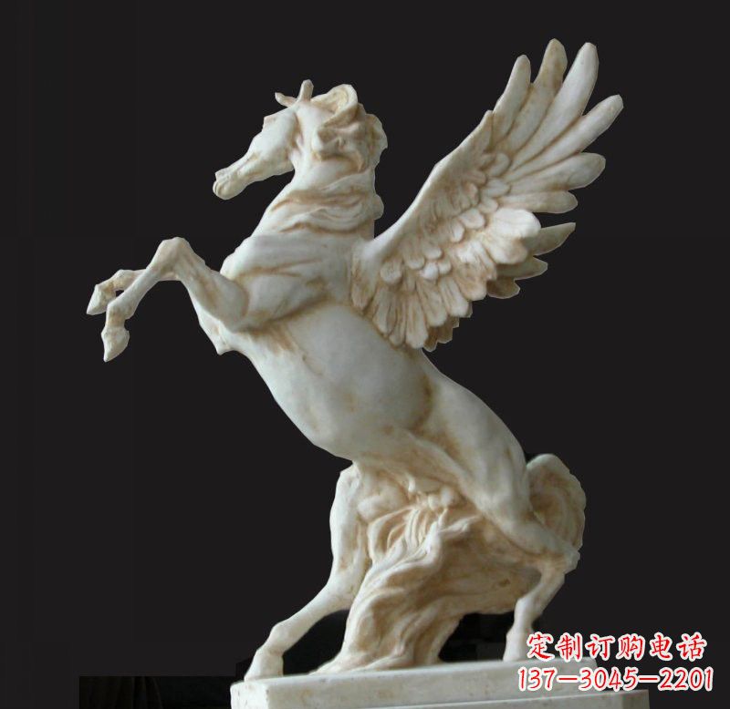 烟台白色飞马石雕