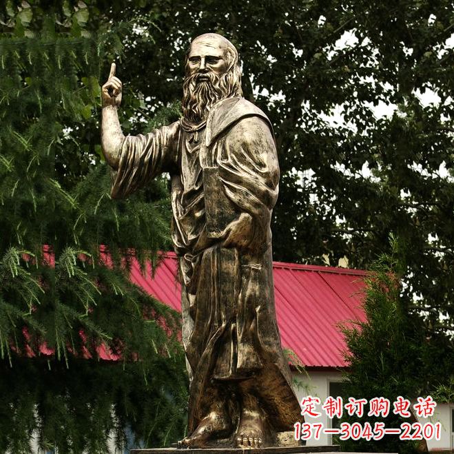 烟台柏拉图玻璃钢仿铜雕像-古希腊哲学家雕塑