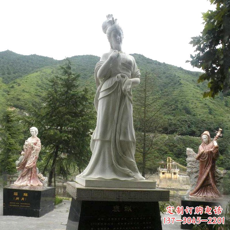 烟台褒姒雕塑-大理石石雕美女中国古代美女塑像