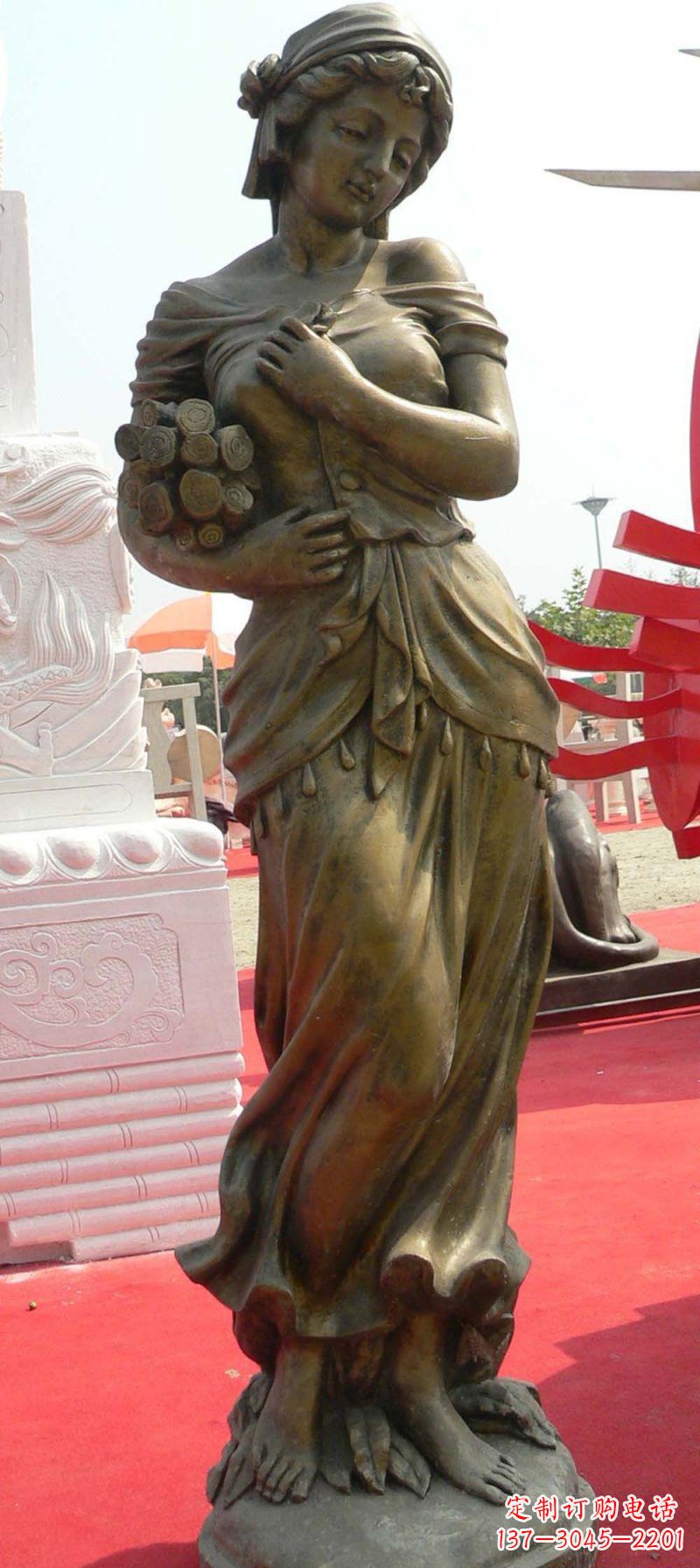 烟台少女梦想铜雕