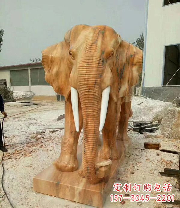 烟台大象石雕,招财进宝