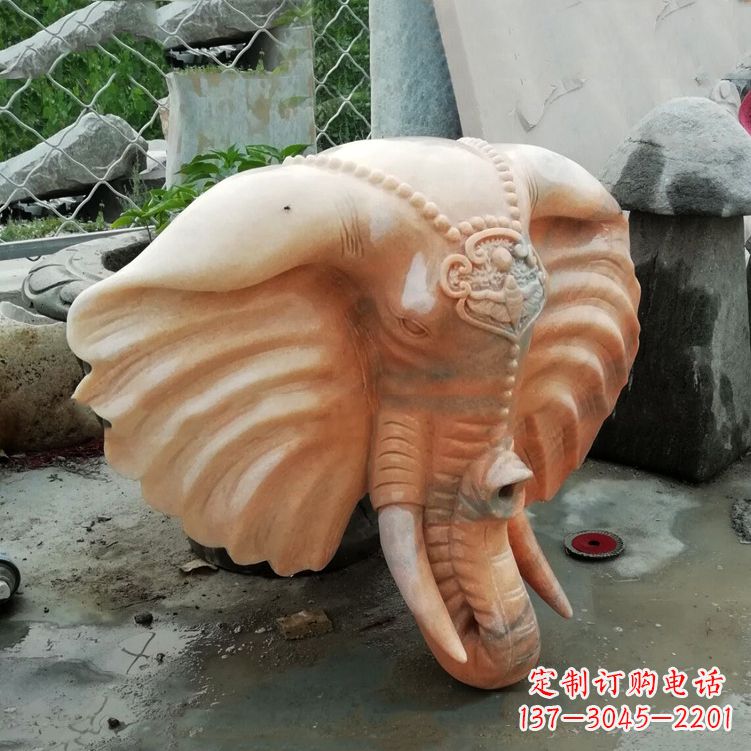 烟台壁挂喷水大象头雕塑