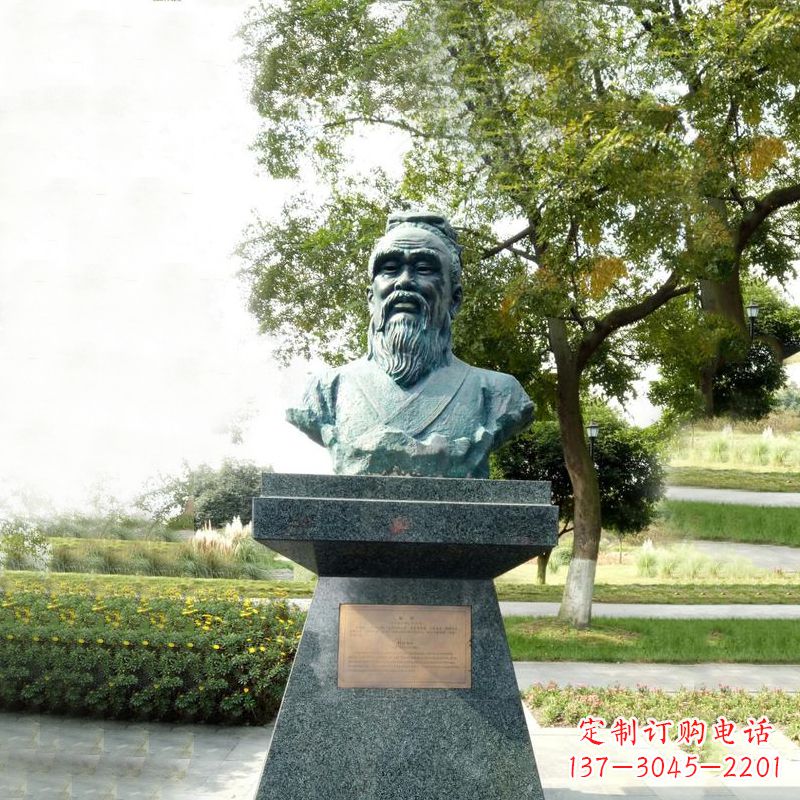 烟台扁鹊石雕头像-公园中国古代十大名医历史著名医学人物雕塑