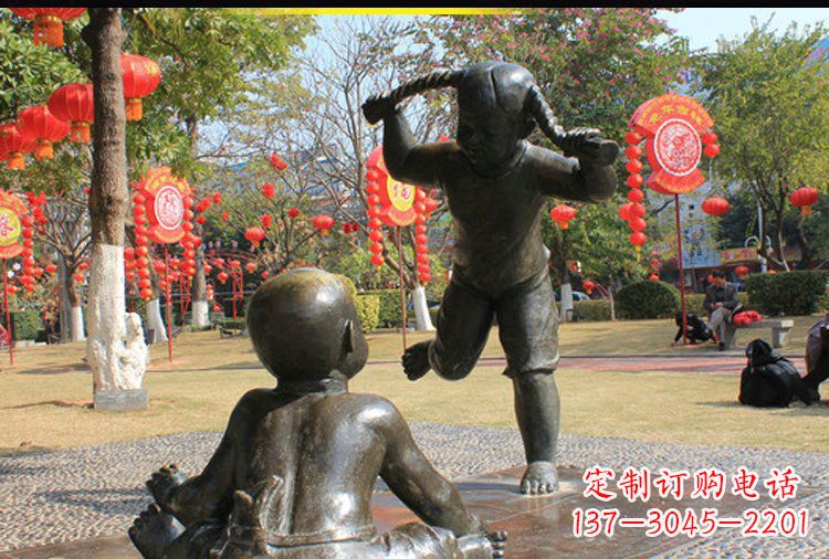 烟台表演的儿童公园人物铜雕塑