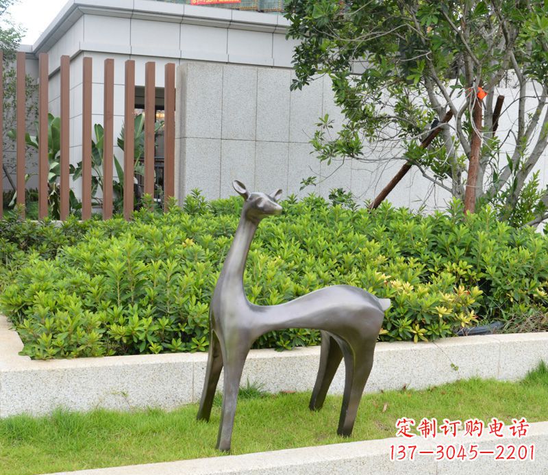 烟台别墅抽象小鹿铜雕