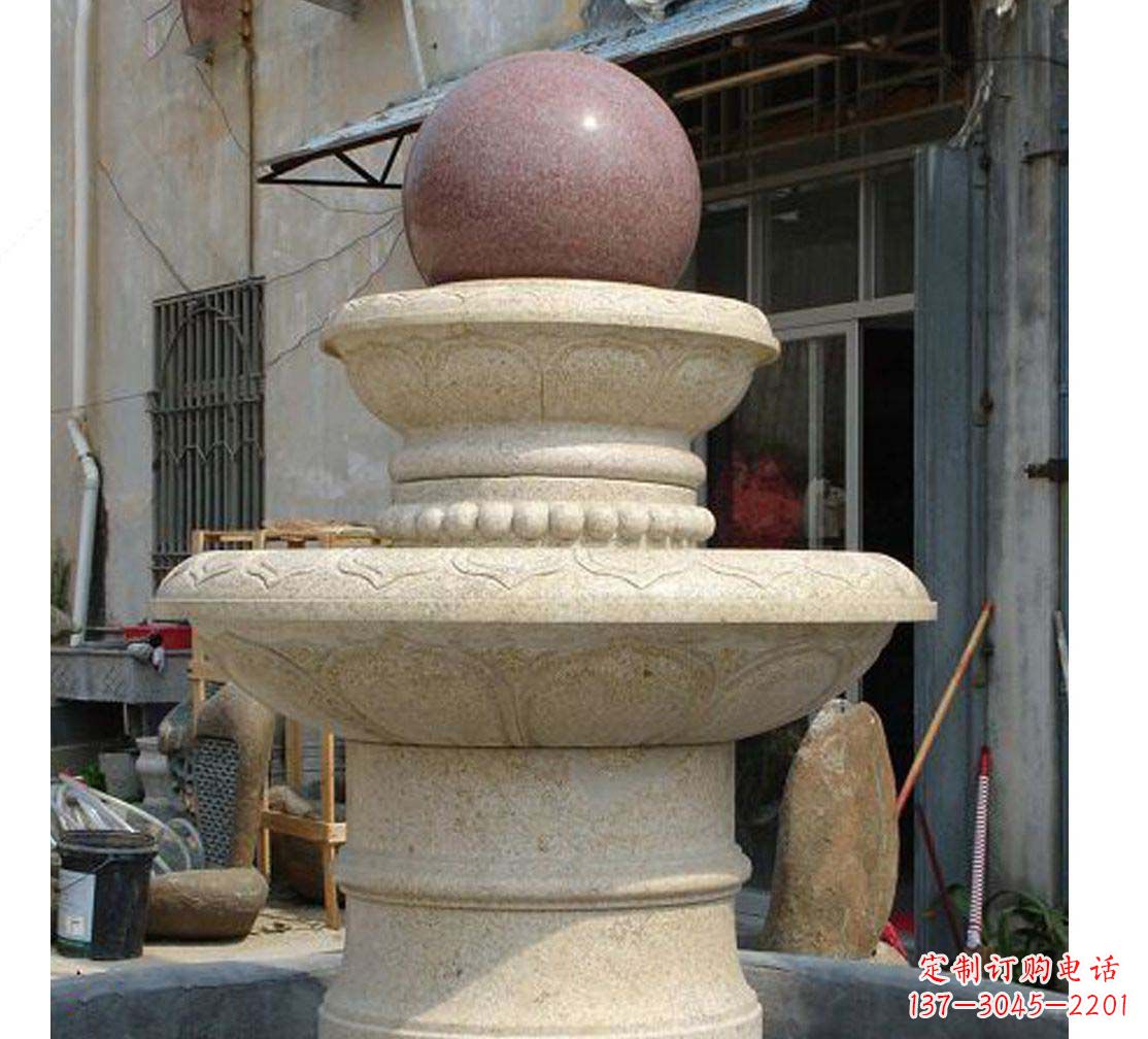 烟台别墅景观大理石风水球喷泉雕塑