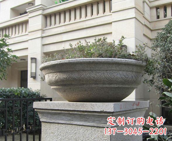 烟台别墅景观大理石花盆石雕 (5)