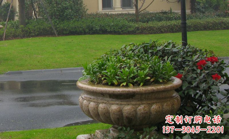 烟台别墅景观大理石花盆石雕 (4)