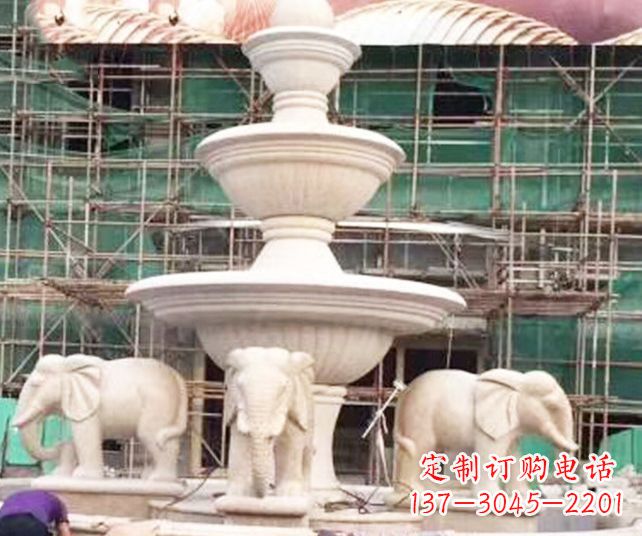 烟台别墅景观大象喷泉石雕