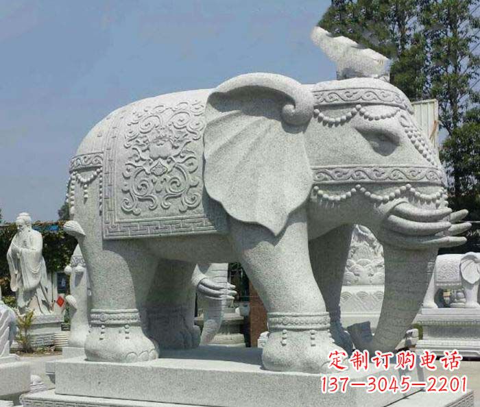 烟台别墅景观缅甸大象石雕