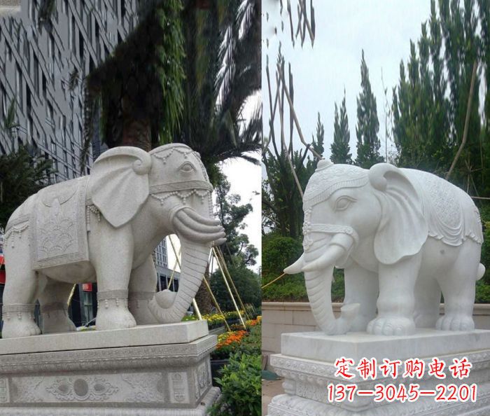 烟台别墅景观缅甸大象石雕 (2)