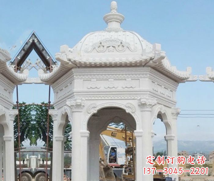 烟台别墅景观欧式石雕凉亭