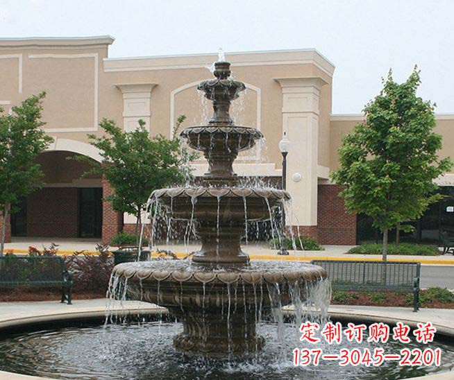 烟台别墅景观石雕多层喷泉雕塑 (3)