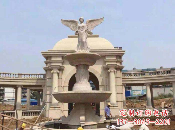烟台别墅景观天使喷泉石雕