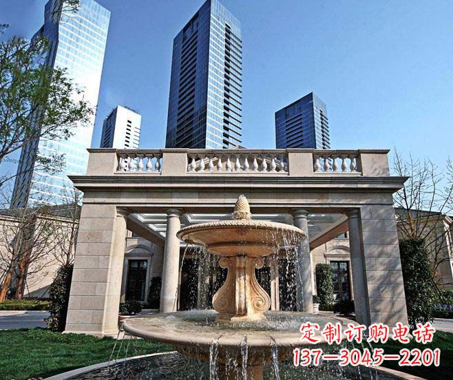 烟台别墅景观晚霞红喷泉石雕 (2)
