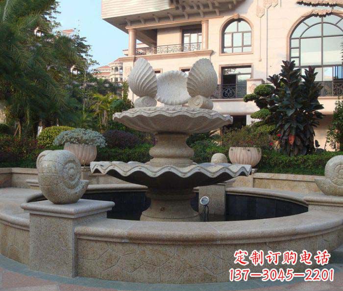 烟台别墅景观蜗牛喷泉石雕