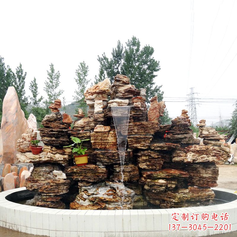 烟台别墅奇石鱼池假山
