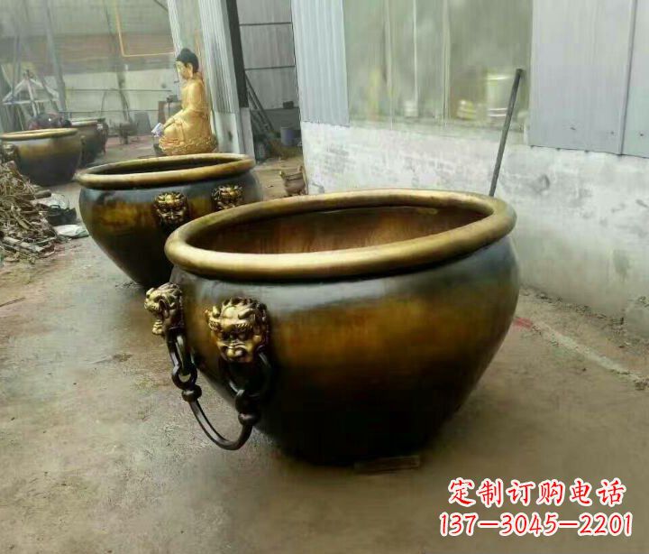 烟台精致的铜制家居摆件——水缸铜雕塑