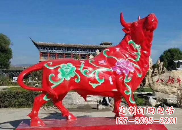 烟台玻璃钢红牛雕塑