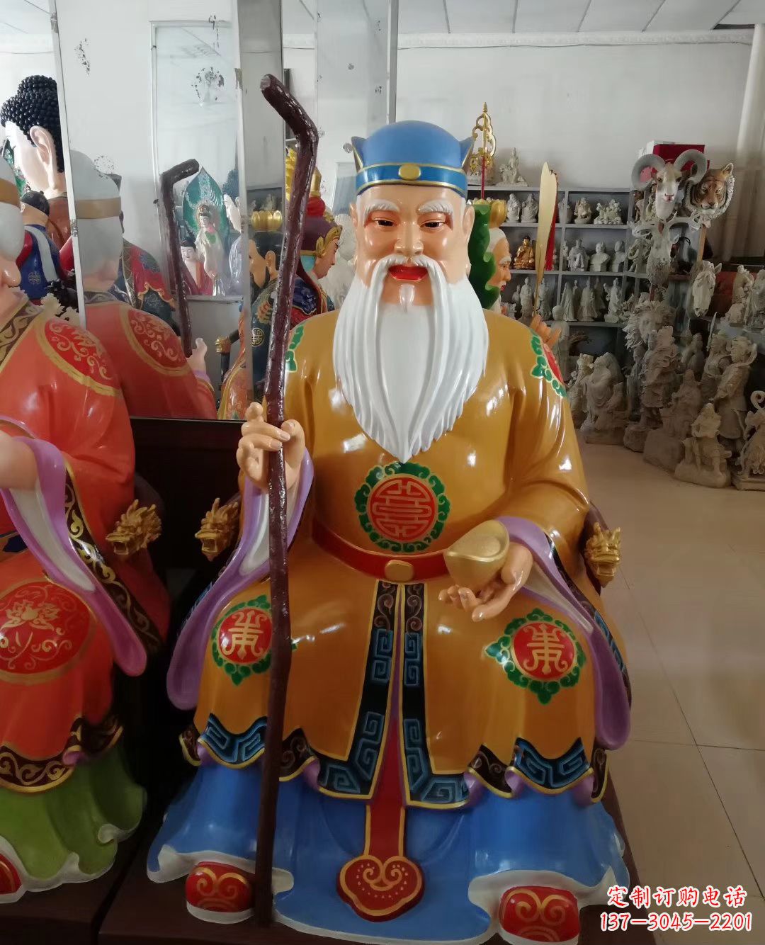 烟台玻璃钢彩绘土地公神像精美的艺术品