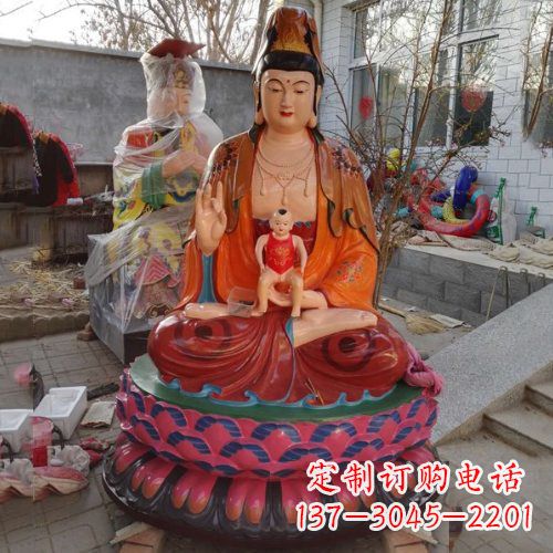 烟台玻璃钢彩绘送子观音雕塑