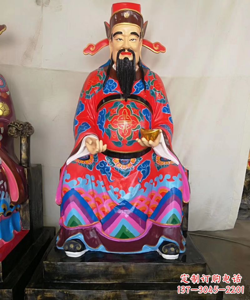 烟台玻璃钢彩绘文财神神像雕塑