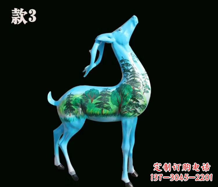 烟台玻璃钢彩绘艺术小鹿雕塑精美的艺术品