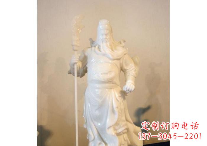 烟台玻璃钢持刀关公雕塑