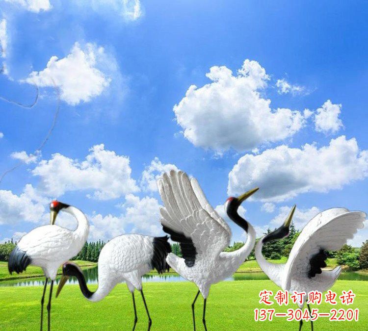 烟台玻璃钢丹顶鹤雕塑——一件艺术精品