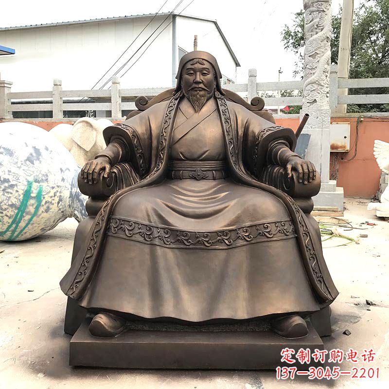 烟台成吉思汗玻璃钢仿铜雕塑