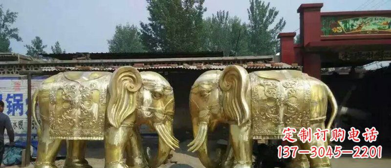 烟台玻璃钢仿铜大象公园动物雕塑