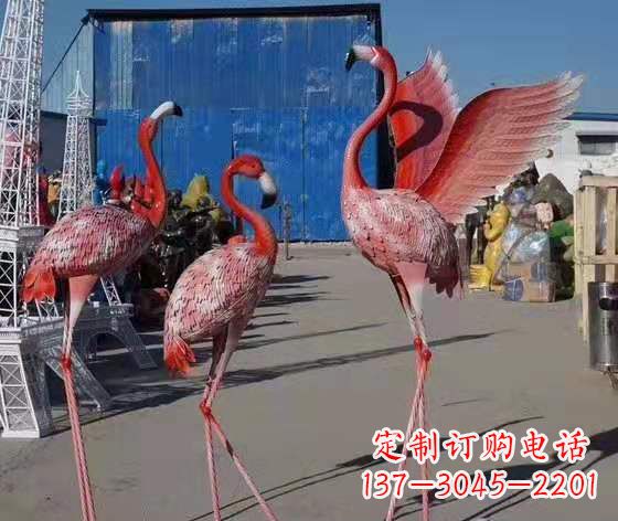 烟台玻璃钢仿真火烈鸟雕塑广场景观雕塑户外摆件