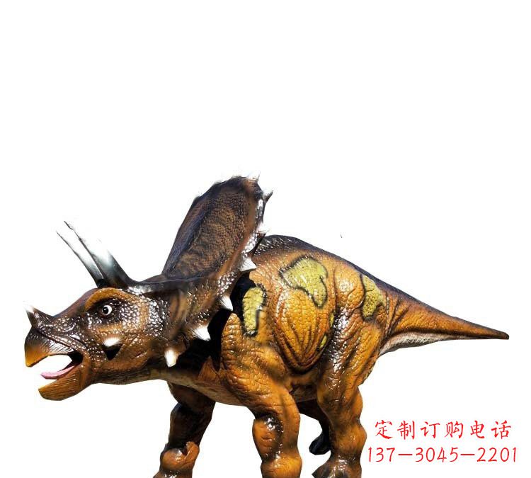 烟台玻璃钢仿真恐龙三角龙雕塑——古老动物的最佳再现