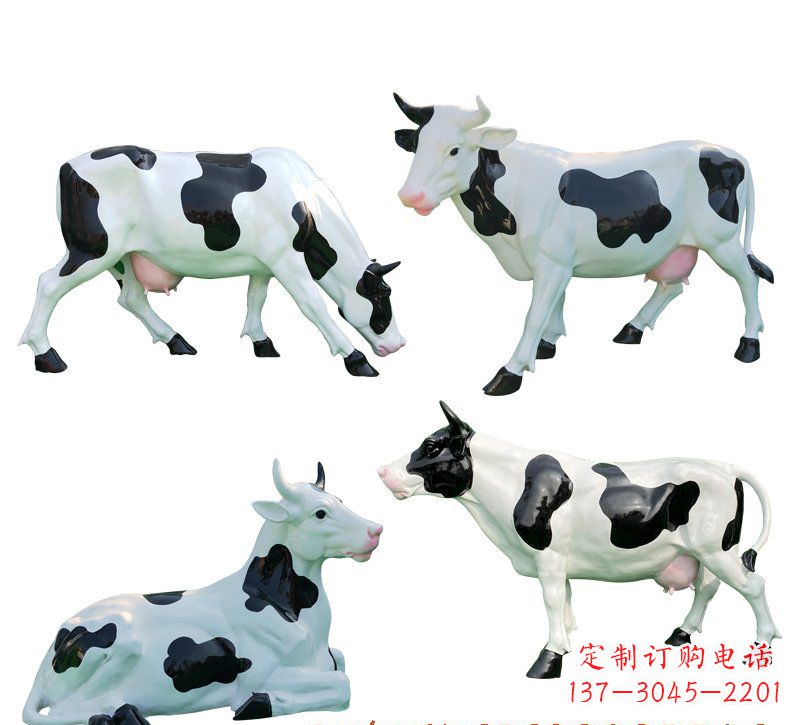 烟台玻璃钢仿真奶牛雕塑精美的艺术品