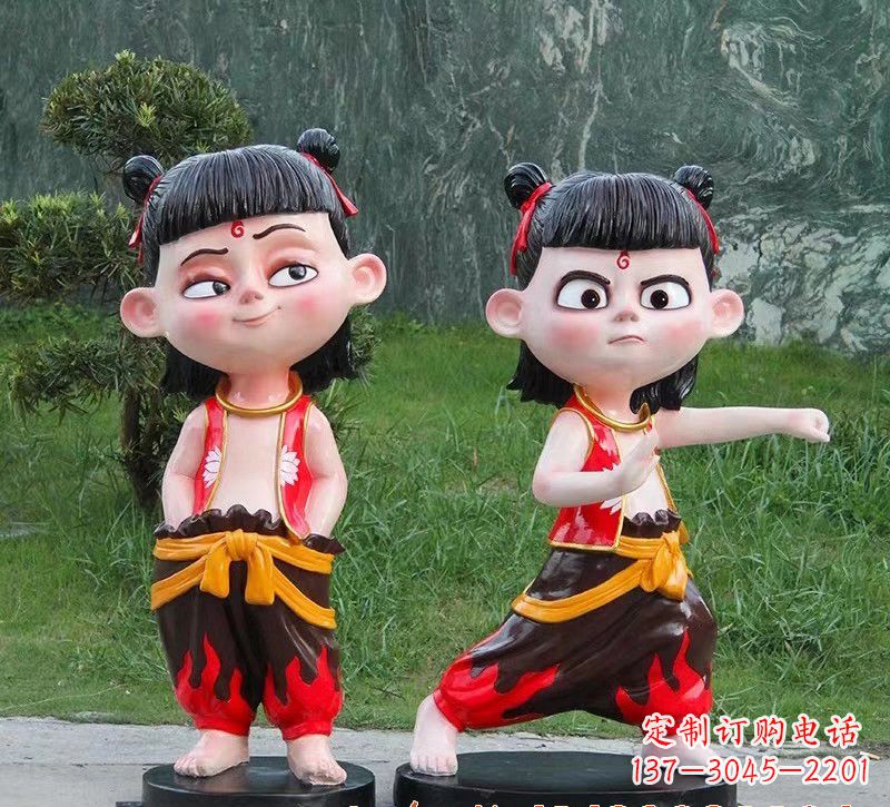 烟台哪吒玻璃钢卡通人物雕塑的象征