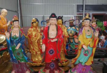 烟台玻璃钢佛像彩绘西方三圣雕塑