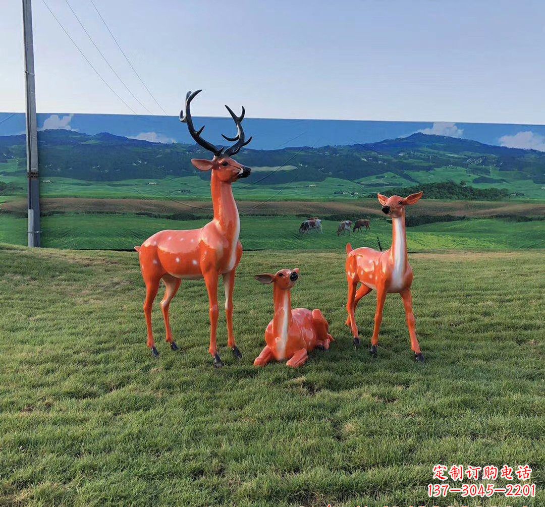 烟台玻璃钢鹿群雕塑