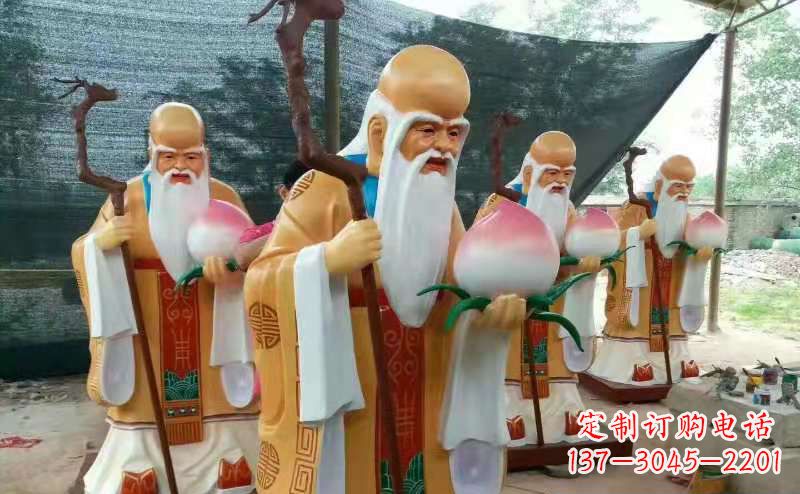 烟台玻璃钢宗教庙宇神像彩绘老寿星雕塑