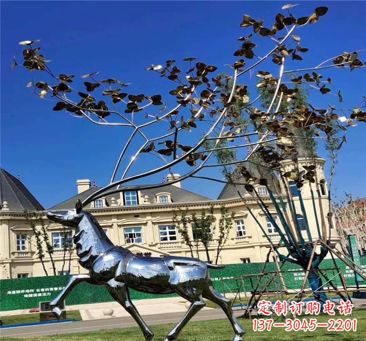 烟台不锈钢别墅梅花鹿雕塑