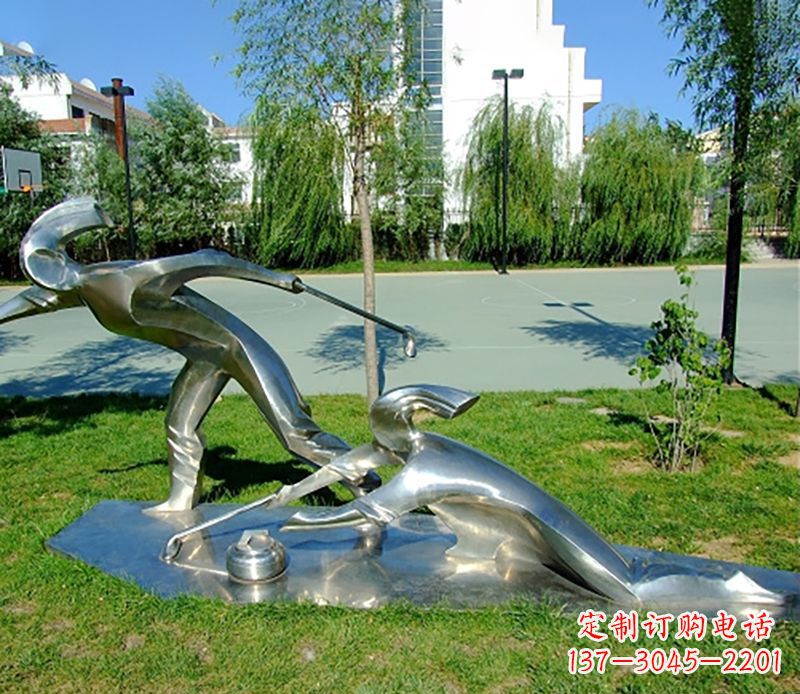 烟台不锈钢冰壶雕塑 (2)