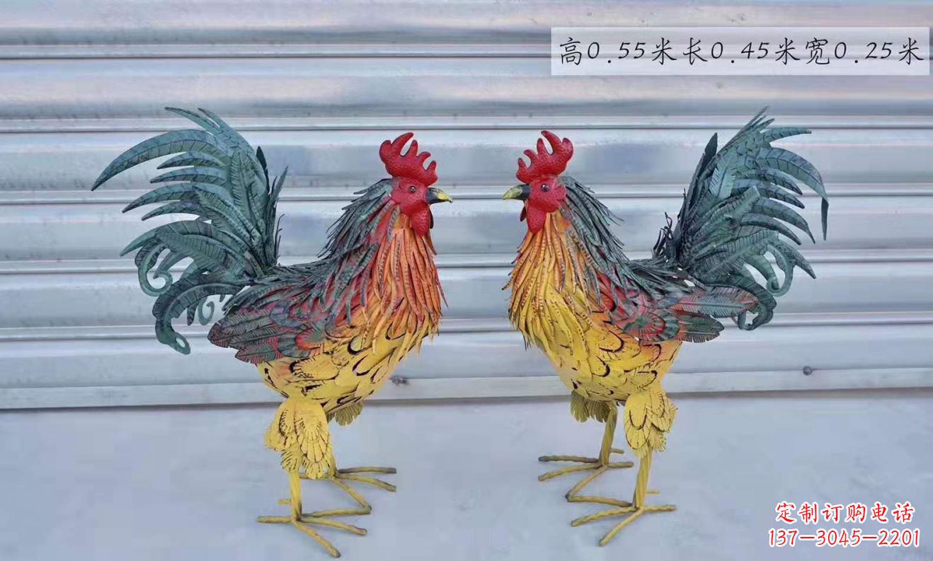 烟台不锈钢彩绘公鸡雕塑——景观雕塑的精彩绽放