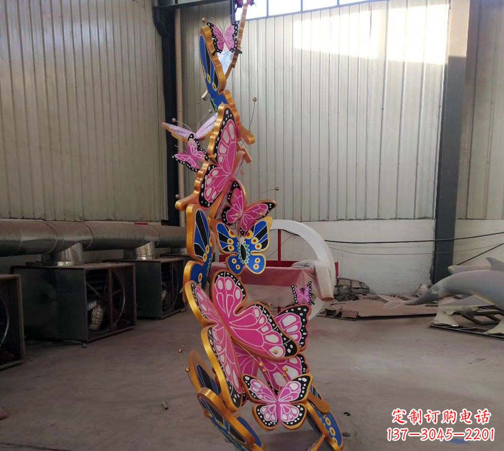 烟台不锈钢彩绘蝴蝶雕塑1