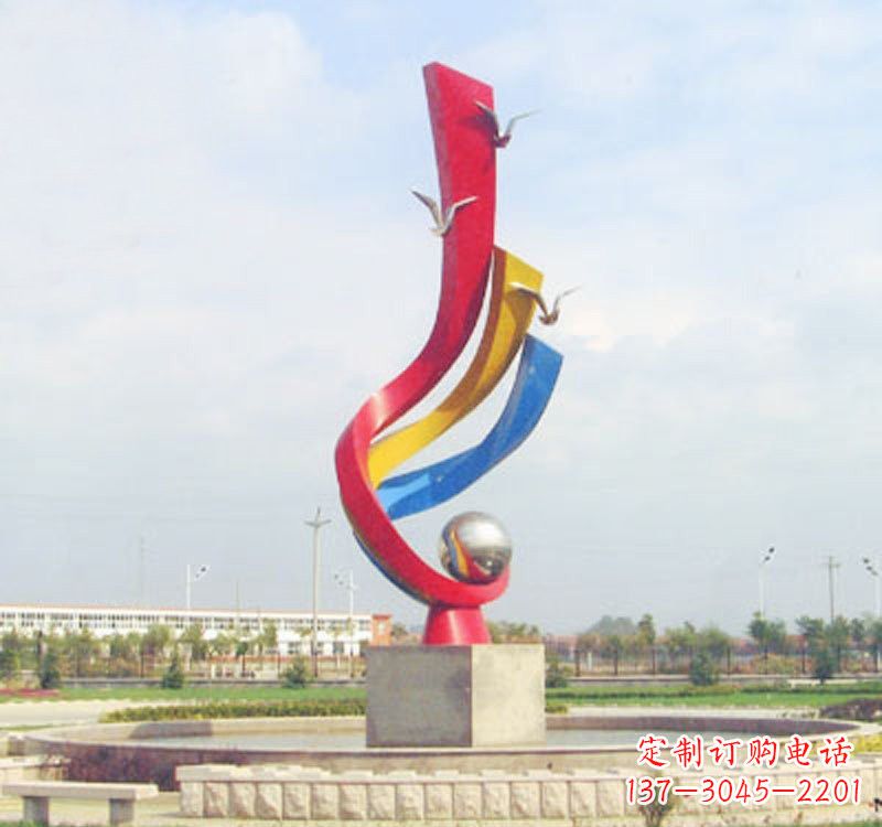 烟台不锈钢彩色海鸥海浪雕塑——美丽传承